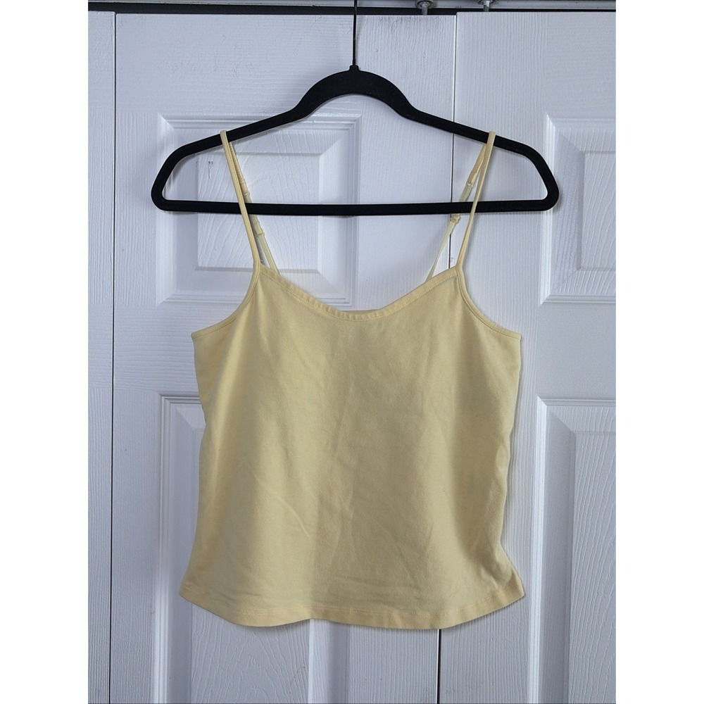 Route 66 Stretch Camisole Womens L Yellow Shelf Bra Tank Top Y2K Vintage Cotton